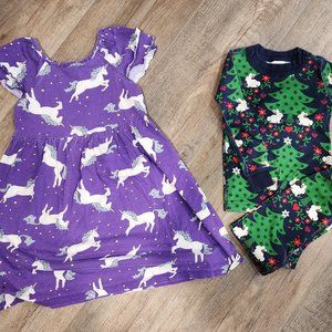 4T Long Sleeve Christmas PJ Set and Short Sleeve Nightgown
